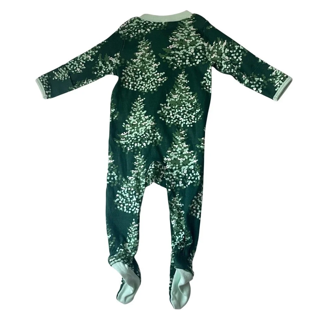 Honest Baby‎ Clothing Organic Cotton Green Christmas Tree Bodysuit Pajamas, 3-6M